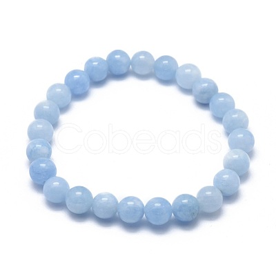 Natural & Dyed White Jade Bead Stretch Bracelets BJEW-K212-C-018-1