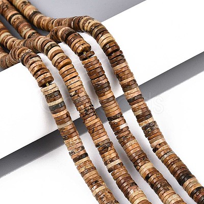 Natural Picture Jasper Beads Strands G-T142-6mm-09-1