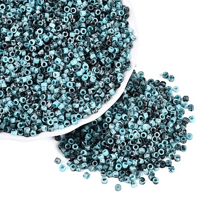 Opaque Picasso Cylinder Glass Beads SEED-Q039-06A-17-1