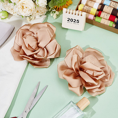 2Pcs Polyester Flower Iron Pins JEWB-GO0001-18C-1