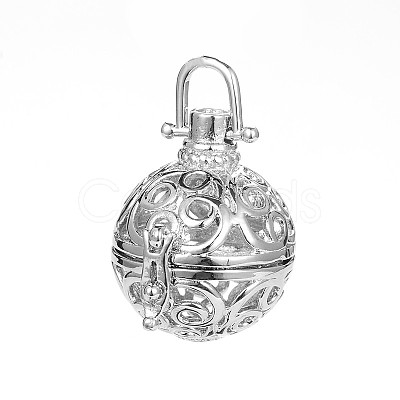 Trendy Hollow Brass Round Cage Pendants KK-F0299A-P-NR-1