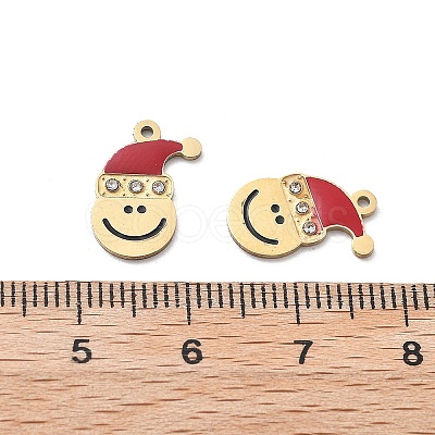304 Stainless Steel Enamel and Rhinestone Pendants STAS-M111-18G-1