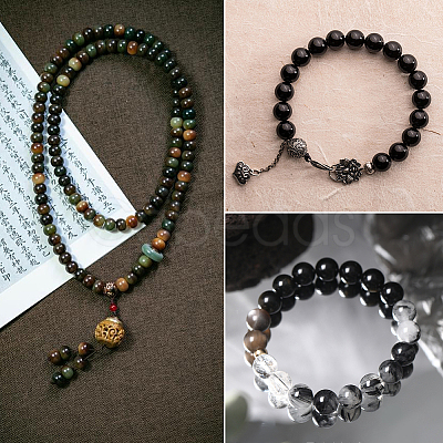 DIY Round Imitation Acrylic Pearl and Glass Beads Jewelry Making Finding Kits DIY-SP0002-78D-1