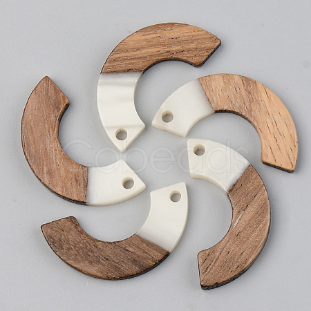 Opaque Resin & Walnut Wood Pendants RESI-S389-007A-C04-1
