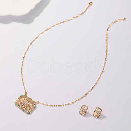 Brass Micro Pave Cubic Zirconia Jewelry Sets for Women HB7005-2-1