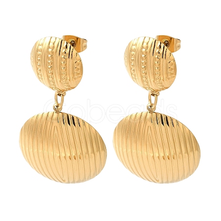 Textured Half Round Ion Plating(IP) 304 Stainless Steel Stud Earrings for Women EJEW-L287-015G-1