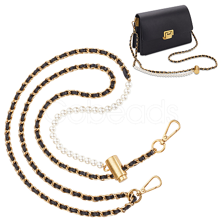 Adjustable Imitation Pearl Bead Bag Strap Chains FIND-WH0417-74-1