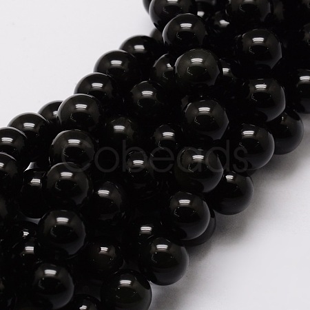 Natural Obsidian Round Beads Strands G-E329-10mm-37-1