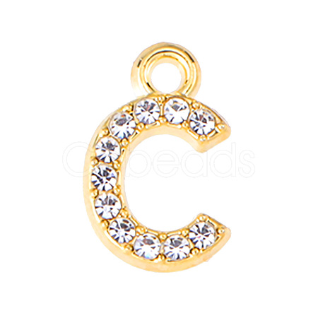 Golden Tone Alloy Rhinestone Pendants PW-WGCC773-03-1
