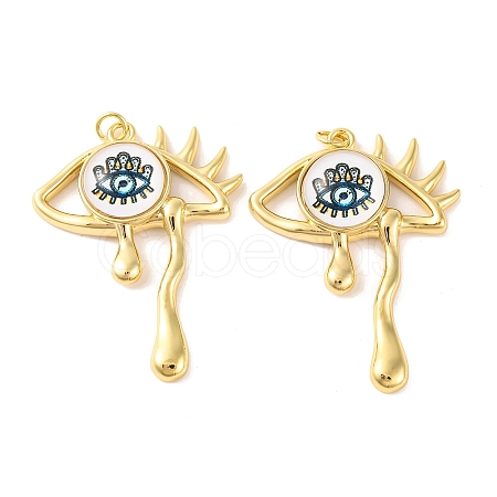 Rack Plating Brass Micro Pave Cubic Zirconia Pendants KK-H486-23G-02-1