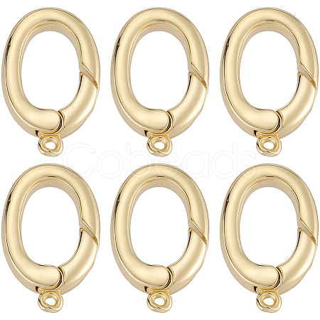 6Pcs Rack Plating Brass Spring Gate Rings KK-SC0006-48G-01-1