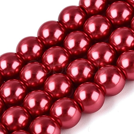 Baking Paint Pearlized Glass Pearl Round Bead Strands HY-Q330-8mm-51-1