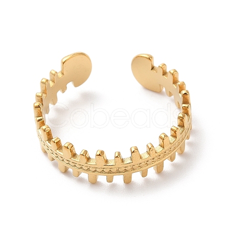 Ion Plating(IP) 304 Stainless Steel Zipper Shape Open Cuff Ring for Women RJEW-K245-36G-1
