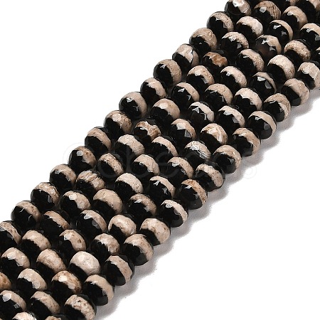 Natural Tibetan Striped Pattern dZi Agate Beads Strands G-B079-B01-01-1