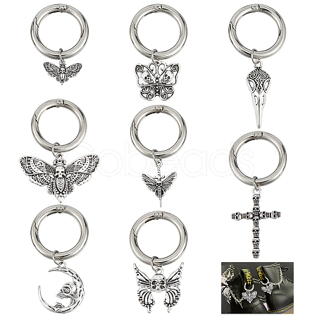 16Pcs 8 Style Cross/Butterfly/Moon Alloy Shoe Decoration HJEW-AB00624-1