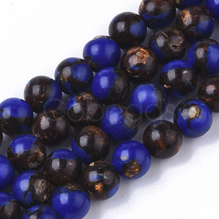 Assembled Bronzite and Natural Lapis Lazuli Beads Strands G-S366-026B-1