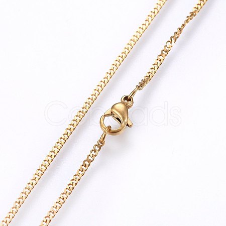 304 Stainless Steel Curb Chain Necklaces MAK-L015-32D-1
