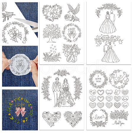 4 Sheets 11.6x8.2 Inch Stick and Stitch Embroidery Patterns DIY-WH0455-118-1