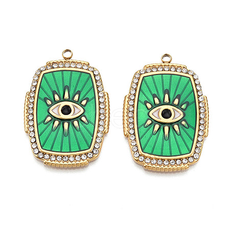 Ion Plating(IP) 304 Stainless Steel Evil Eye Enamel Pendants X-STAS-N107-04B-G-1