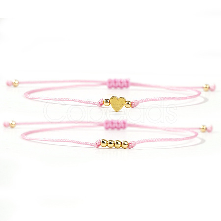 2Pcs 2 Styles Bohemian Brass Beads Braided Bead Bracelets BT1454-5-1