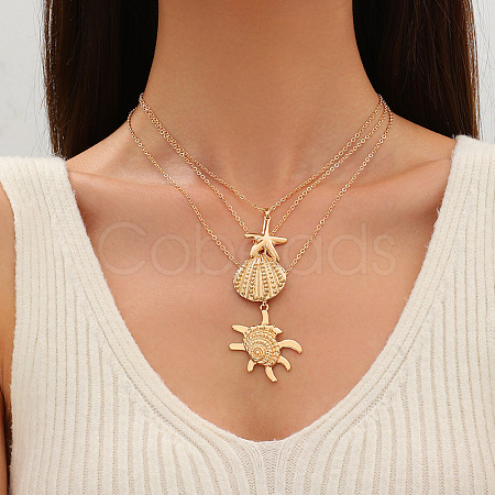 Ocean Alloy Pendant 3 Layer Necklaces for Women FS-WGB71D7-09-1