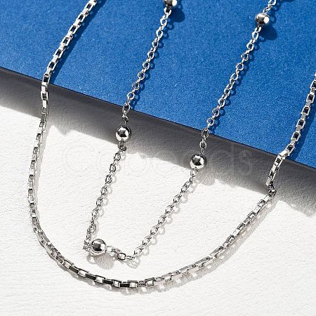 Brass Double Layer Necklaces NJEW-D302-54P-1