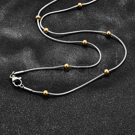 304 Stainless Steel Snake Chain Necklaces STAS-O099-39GP-1