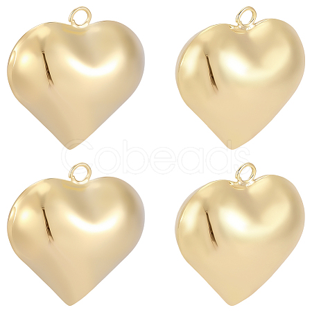 5Pcs Heart Brass Pendants KK-BBC0025-58A-1