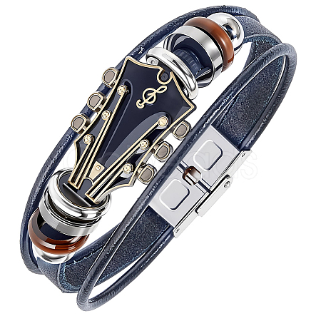 1Pc Alloy & Leather Cord Bracelets for Men Women BJEW-CL0001-24-1