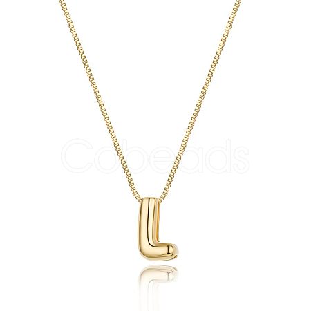 Brass Initial Pendant Box Chain Necklaces for Women FS-WG5C822-12-1