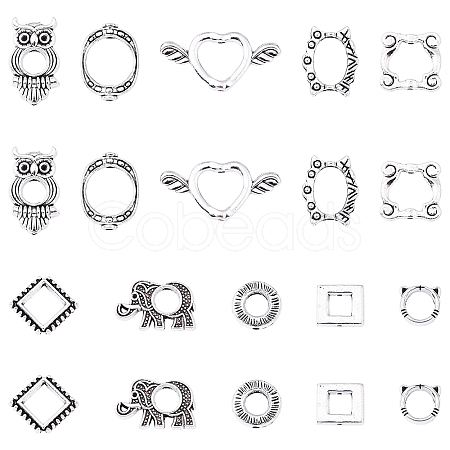 100Pcs 10 Styles Tibetan Style Alloy Bead Frame FIND-YW0007-62-1