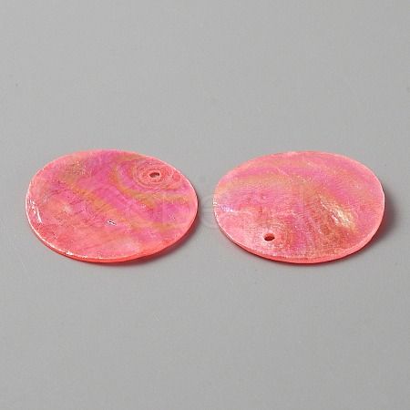 Natural Capiz Shell Pendants LS-BSHE-WH0004-10B-1