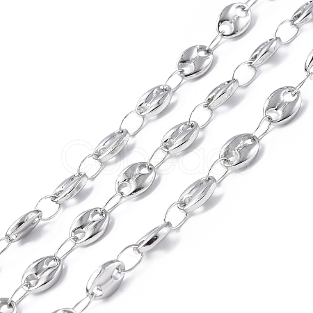 Tarnish Resistant 304 Stainless Steel Coffee Bean Link Chains CHS-E010-01P-1