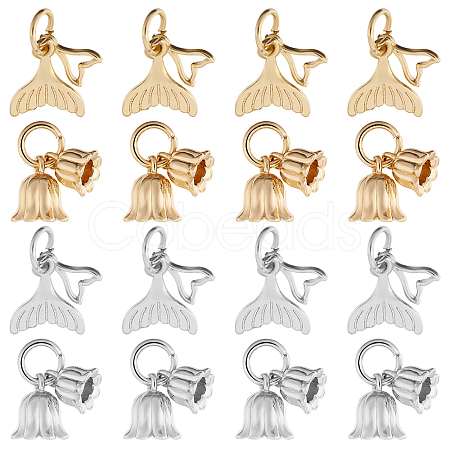 SUPERFINDINGS 16Pcs 4 Styles Rack Plating Brass Pendants KK-CA0002-55-1