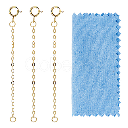 3Pcs 925 Sterling Silver Cable Chain Extender STER-DC0002-02G-1