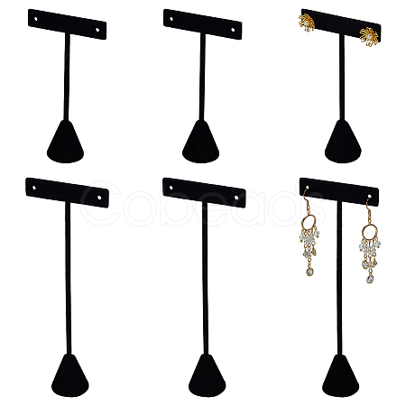 6Ppcs 2 Sizes T Bar Flocking Iron Dangle Earring Display Riser Stands EDIS-WH0043-002-1