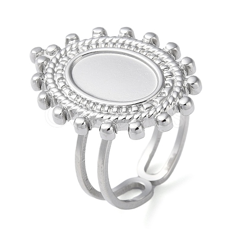 Non-Tarnish 304 Stainless Steel Open Cuff Ring Components STAS-Q308-04P-1