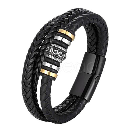 Multi-Layer Braided Leather Cord Bracelets PW-WG94458-05-1
