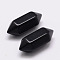 Faceted No Hole Natural Black Obsidian Healing Stones, Reiki Energy Balancing Meditation Therapy Wand, Dyed & Heated Black Agate, Double Terminated Points, For Wire Wrapped Pendants Making, Dyed & Heated, 20x9x9mm