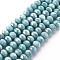 Opaque Baking Painted Glass Beads Strands, Imitation Stones, Faceted, AB Color Plated, Rondelle, Dark Turquoise, 8x6mm, Hole: 1.2mm, about 63~64pcs/strand, 15.87 inch~16.14 inch(40.3~41cm)