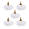 Faux Mink Fur Tassel Pendant Decorations, with Antique Golden Alloy Findings, White, 20~30x28~30mm, Hole: 1.8mm