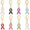 Nbeads Alloy Enamel Awareness Ribbon Pendant Decorations, Lobster Clasp Charms, Clip-on Charms, for Keychain, Purse, Backpack Ornament, Stitch Marker, Mixed Color, 19.5x9.5x2mm, 16pcs/box