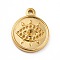 Ion Plating(IP) 304 Stainless Steel Pendant Rhinestone Settings, Flat Round with Eye, Real 18K Gold Plated, Fit for 1mm and 2mm Rhinestone, 19x16x3mm, Hole: 1.8mm