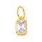 925 Sterling Silver Cubic Zirconia Charms, Colours, Rectangle, Lilac, 8x5x2mm, Hole: 5x3mm