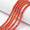 Opaque Solid Color Glass Beads Strands, Faceted, Rondelle, Orange Red, 4x3mm, Hole: 0.4mm, about 113~115pcs/strand, 41~42cm