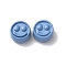 Spray Painted Alloy Beads, Flat Round with Smiling Face, Cornflower Blue, 7.5x4mm, Hole: 2mm