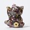 Resin Craft Display Decorations, with Natural Tourmalinated Quartz Chip, Lucky Cat Figurine, for Home Feng Shui Ornament, 63x55x45mm