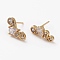 Brass Micro Pave Clear Cubic Zirconia Stud Earrings, Long-Lasting Plated, Teardrop, Golden, 16x7.5x3mm, Pin: 0.7mm