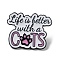 Word & Cat Alloy Enamel Pin Brooch, for Backpack Clothes, Paw Print, 24x30x1.5mm