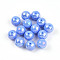 Electroplate Pearlized Glass Pearl Beads, Iridescent, Round, Cornflower Blue, 10x10mm, Hole: 1.2mm, about 346pcs/Pound